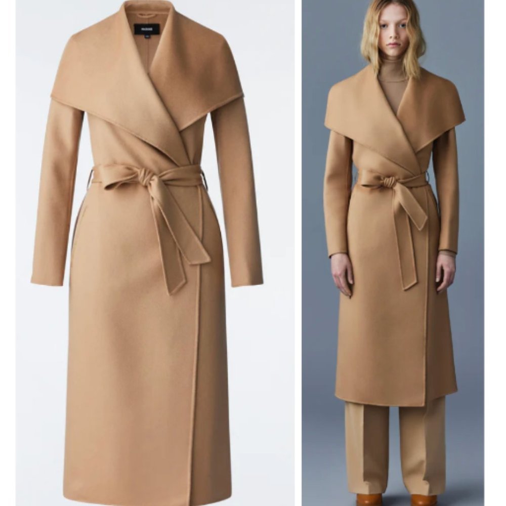 Mackage Mai Double-face wool wrap coat - Tan, XS